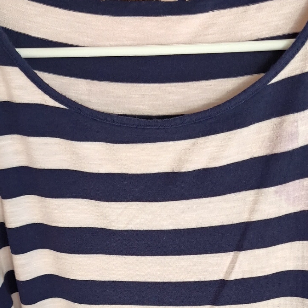 Soft Surroundings Navy and Cream Striped Tee